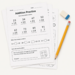 math worksheet with pencil and eraser
