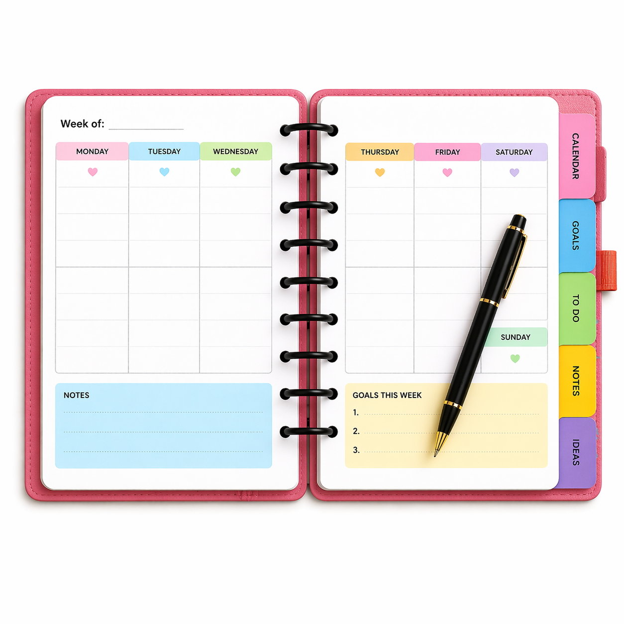 organized weekly planner flat lay